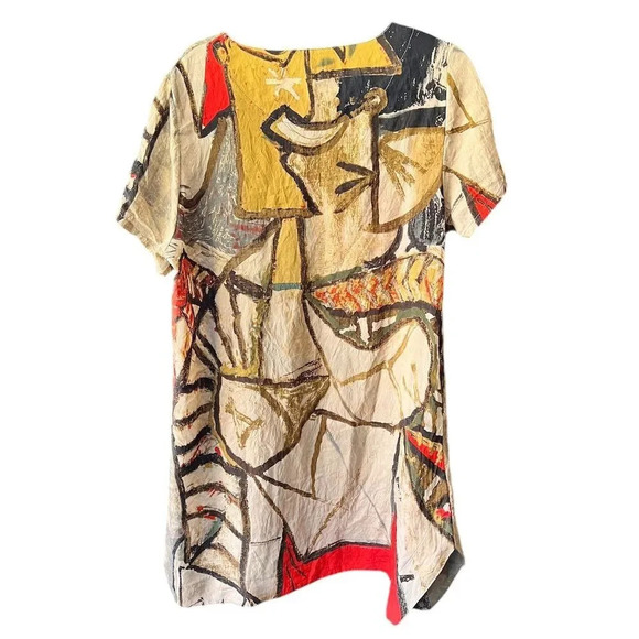 SYFS THC Women's XL Abstract Art Short Sleeve Dress Multicolor Casual - Picture 2 of 9